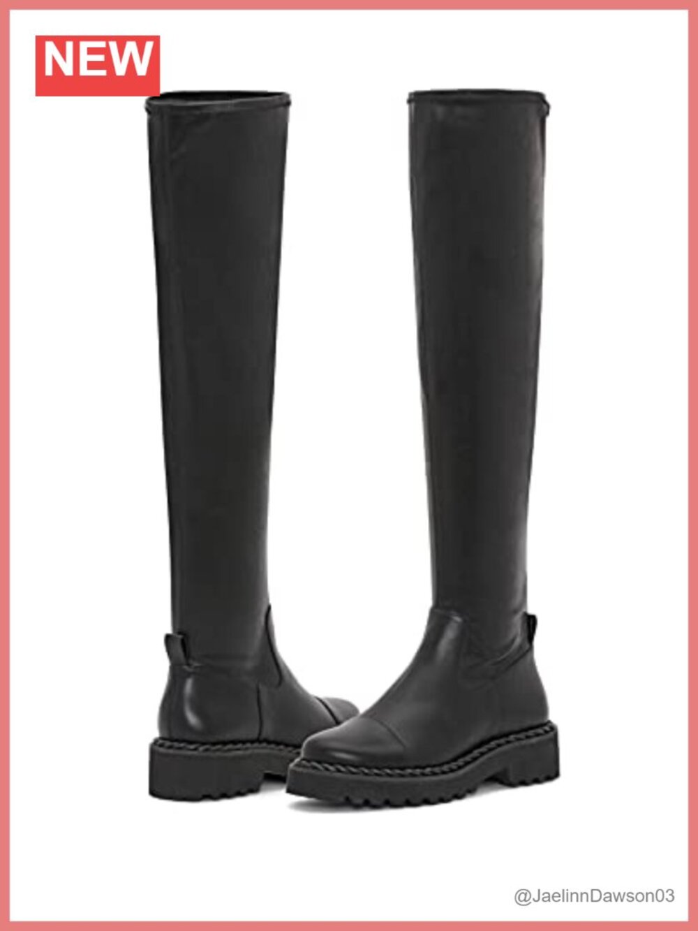 Faux Leather Over The Knee Boot Round Toe Block Heel Zip Closure